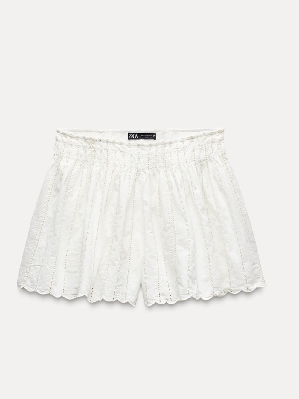 Zara Eyelet Scallop High-Waist Shorts